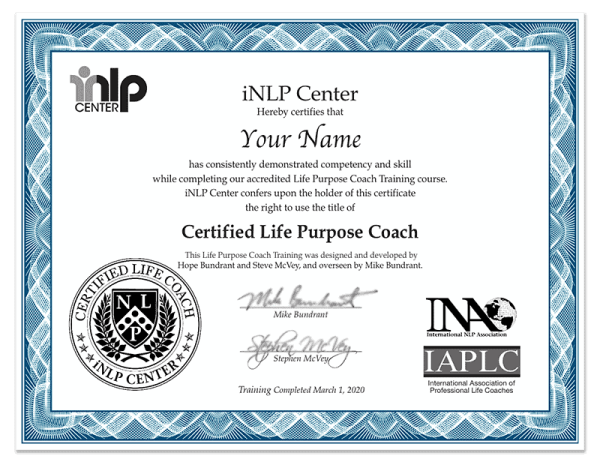 iNLP Center – Life Purpose Coach Specialty Certification Training