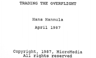 Hans Hannula – Trading the Overflight, $90 (moneytide.com)