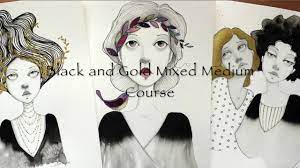 Angela Kennedy – Black and Gold Mixed Medium Portraits